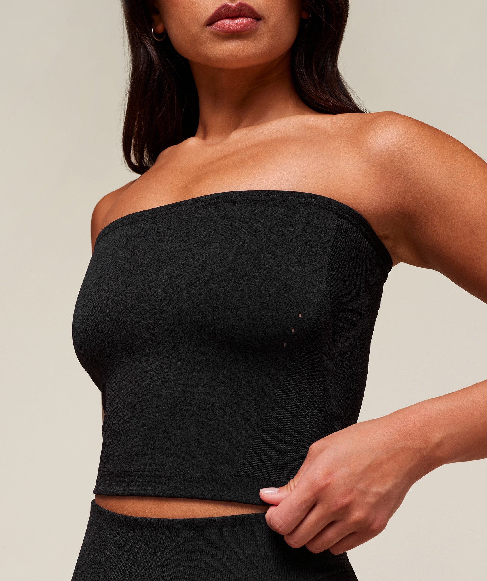 Women's Gymshark Everywear Warp Knit Tube Top Black