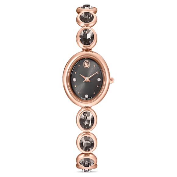 Swarovski Imber Oval Watch Swiss Made Metal Bracelet Black Rose Gold-Tone Finish SW5754814