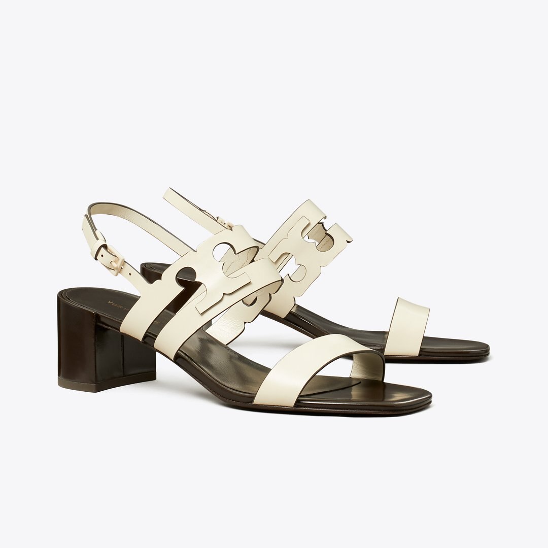 Tory Burch Ines Heeled Sandal LIGHT CREAM / COCOA