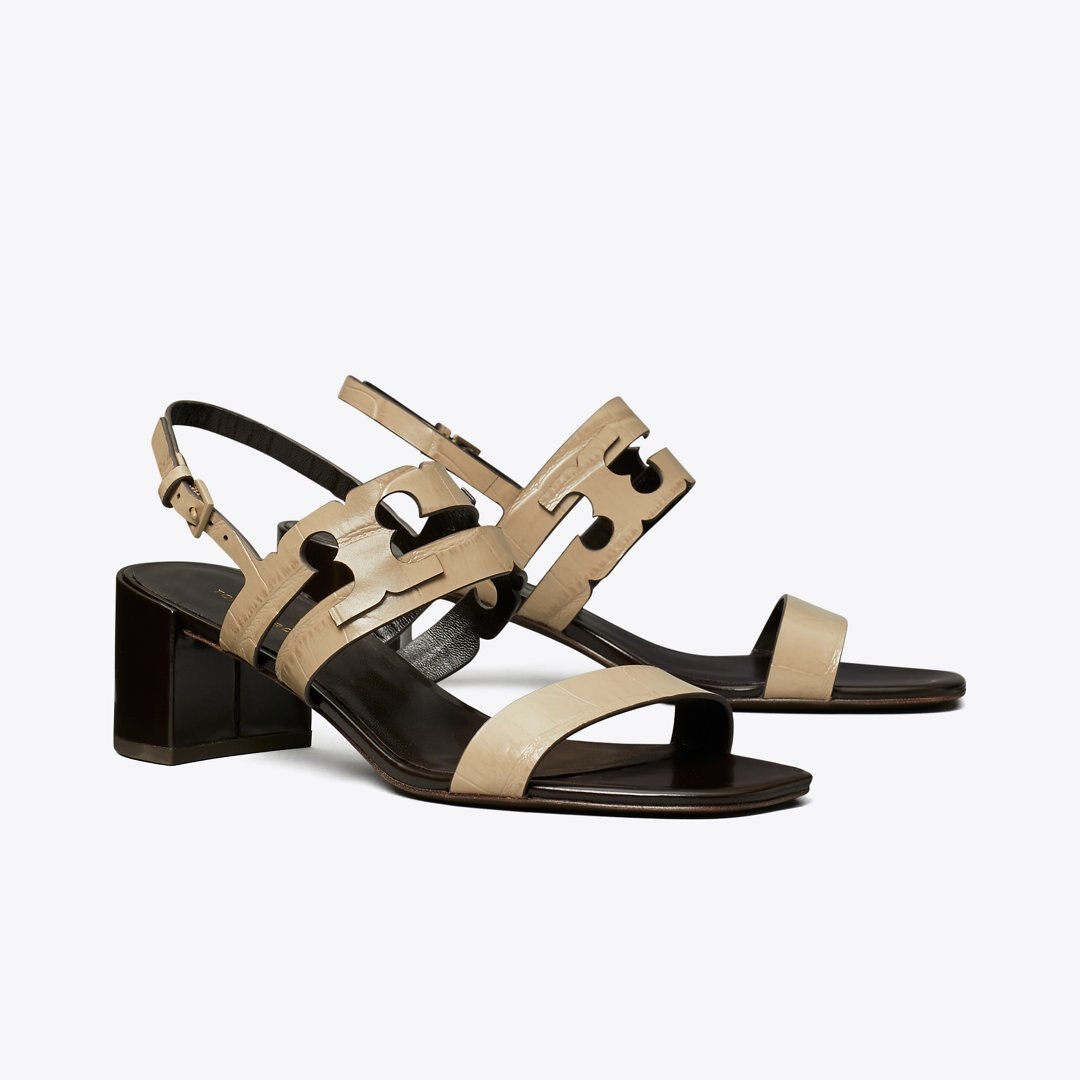 Tory Burch Ines Heeled Sandal STORMY GRAY / COCONUT