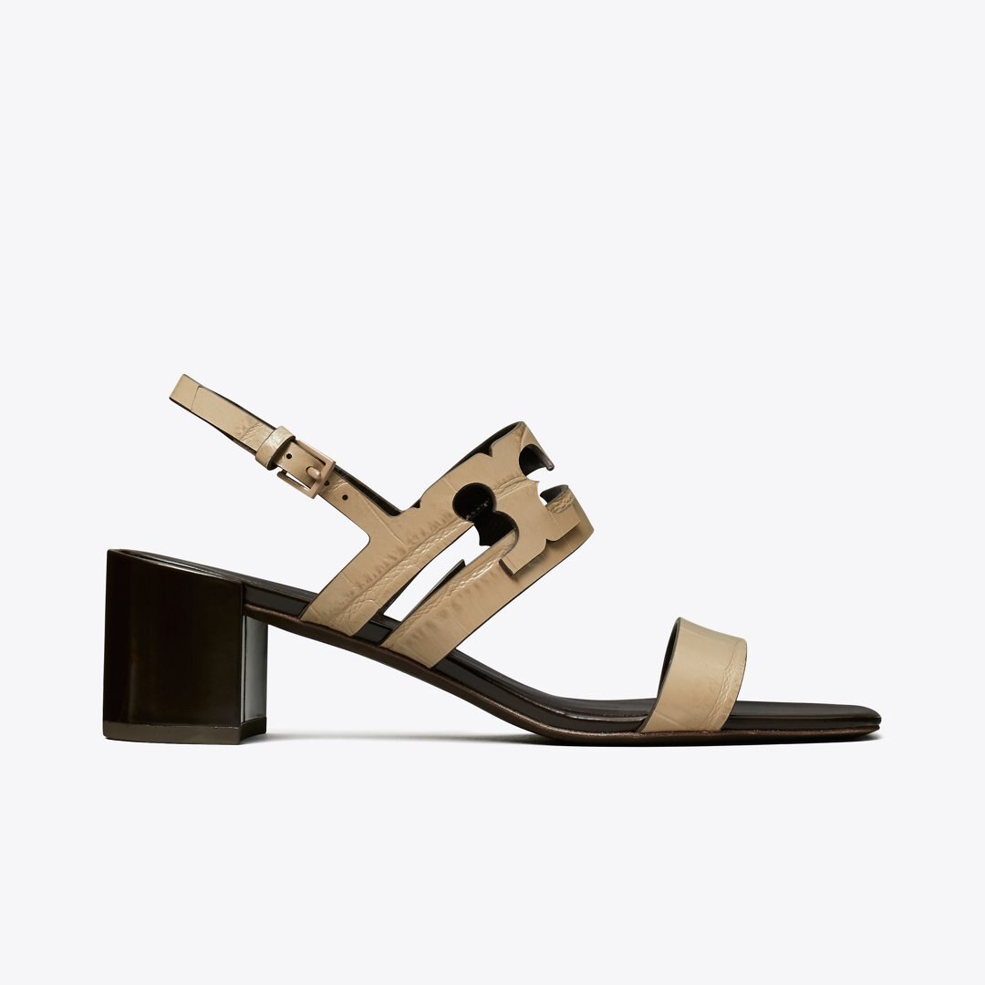 Tory Burch Ines Heeled Sandal STORMY GRAY / COCONUT