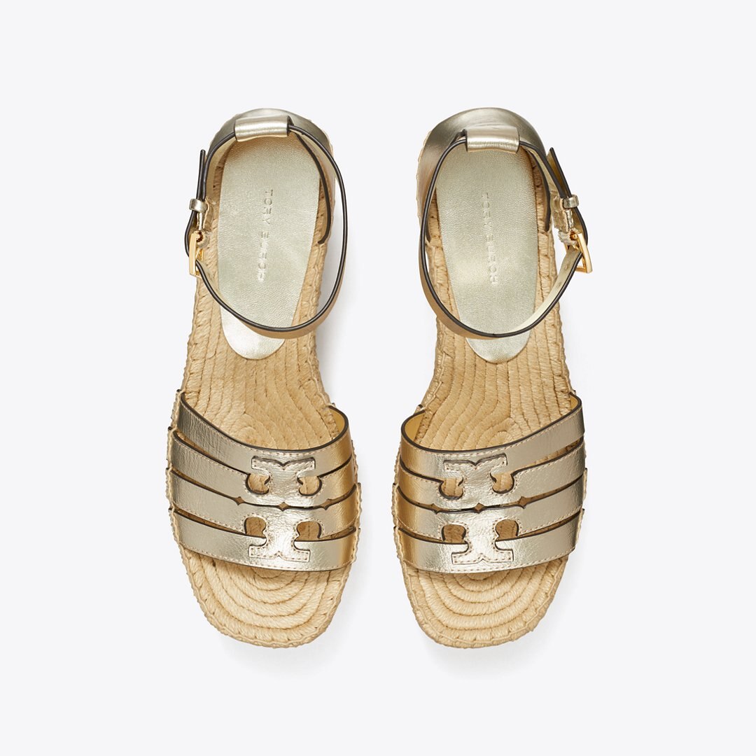 Tory Burch Ines Platform Espadrille Wedge SPARK GOLD