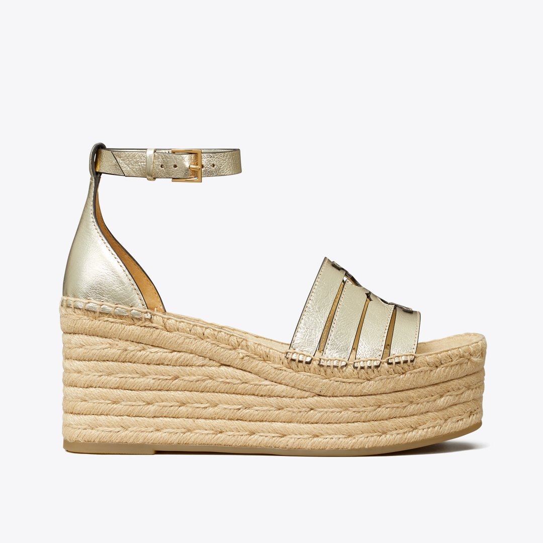 Tory Burch Ines Platform Espadrille Wedge SPARK GOLD