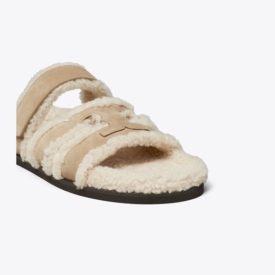 Tory Burch Ines Shearling Sport Slide NOISETTE / TAUPE