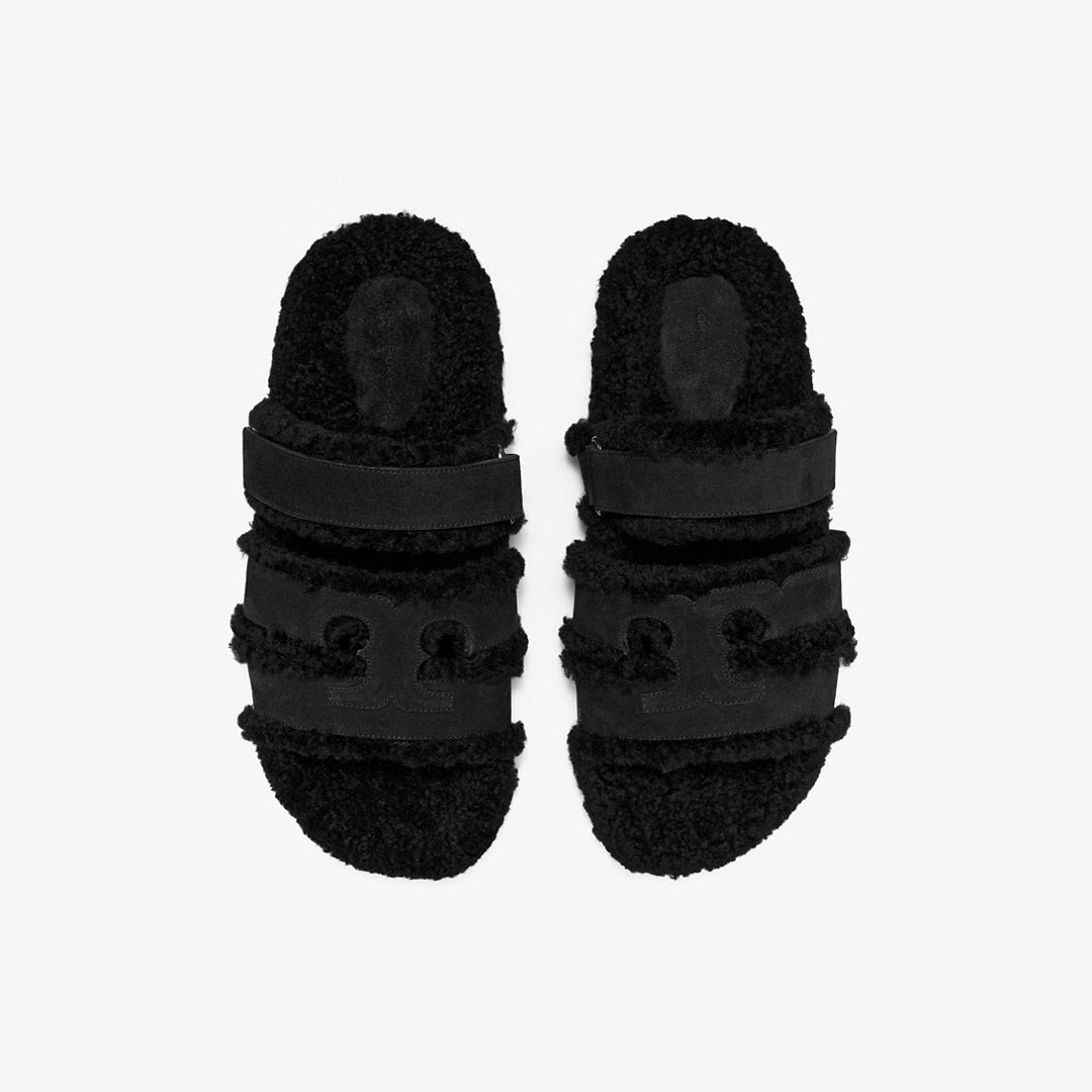 Tory Burch Ines Shearling Sport Slide PERFECT BLACK / BLACK