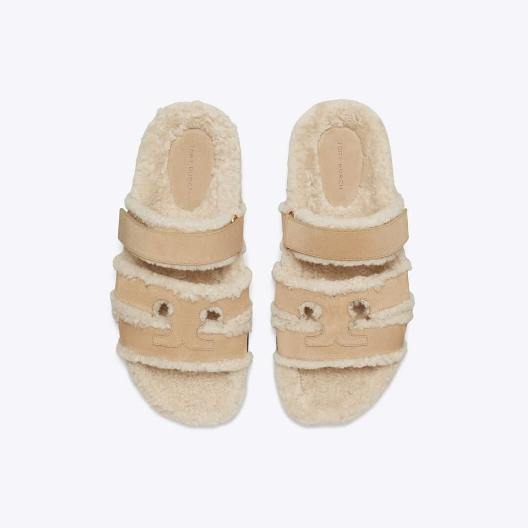 Tory Burch Ines Shearling Sport Slide NOISETTE / TAUPE