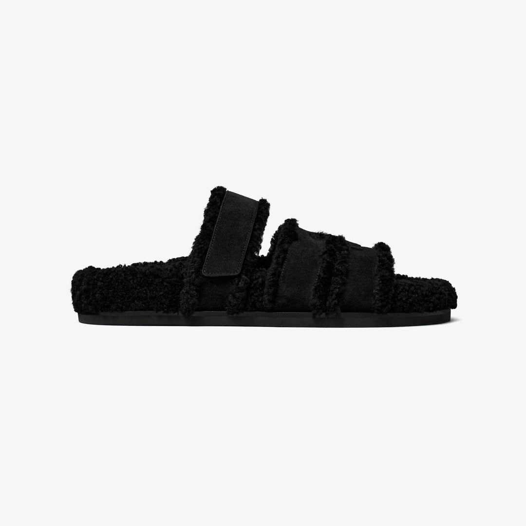 Tory Burch Ines Shearling Sport Slide PERFECT BLACK / BLACK