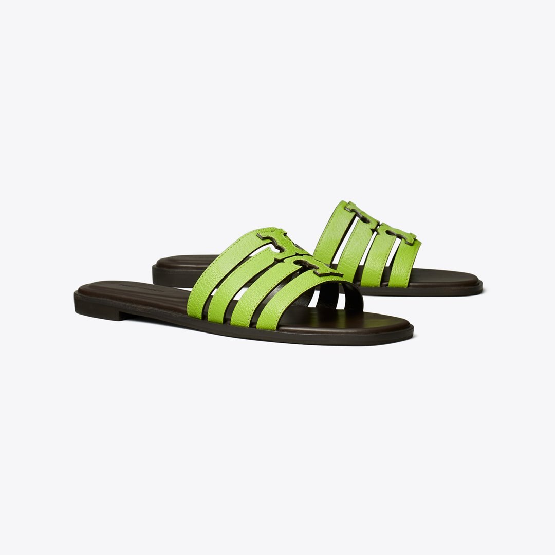Tory Burch Ines Slide LIGHT CHARTREUSE / COCOA