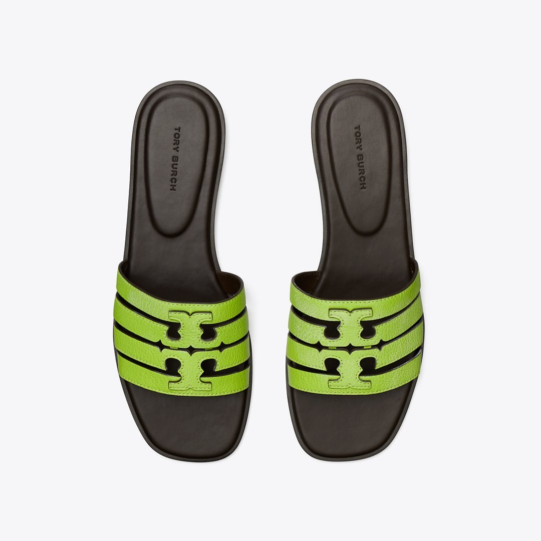 Tory Burch Ines Slide LIGHT CHARTREUSE / COCOA