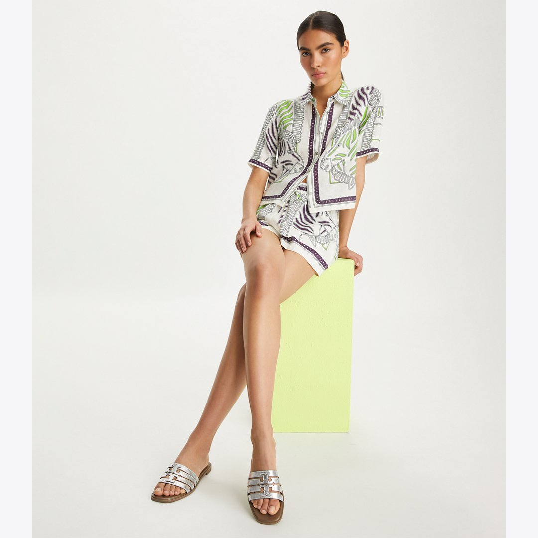 Tory Burch Ines Slide SILVER / WILD MUSHROOM