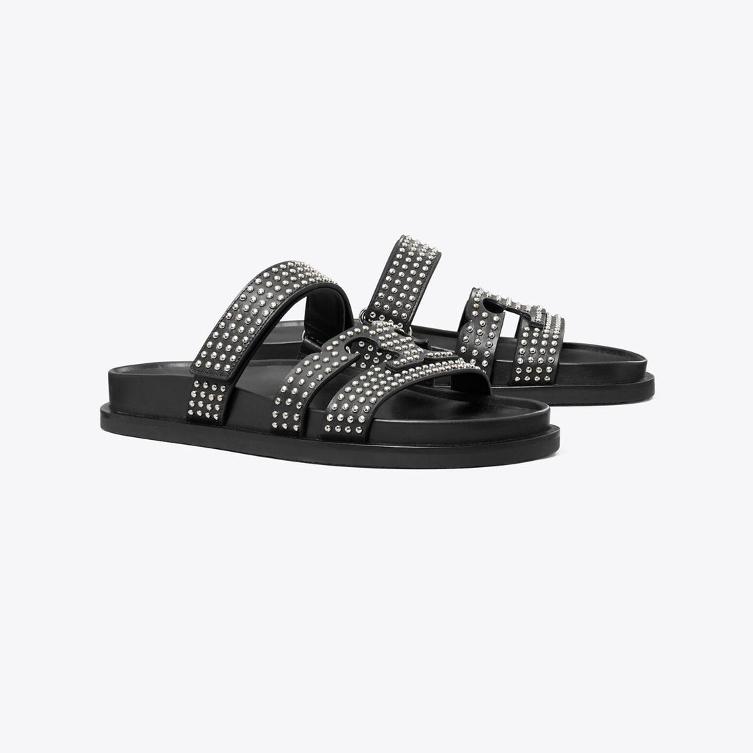 Tory Burch Ines Sport Studded Slide PERFECT BLACK