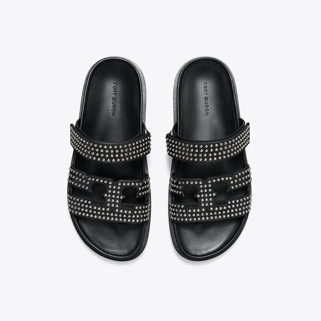 Tory Burch Ines Sport Studded Slide PERFECT BLACK