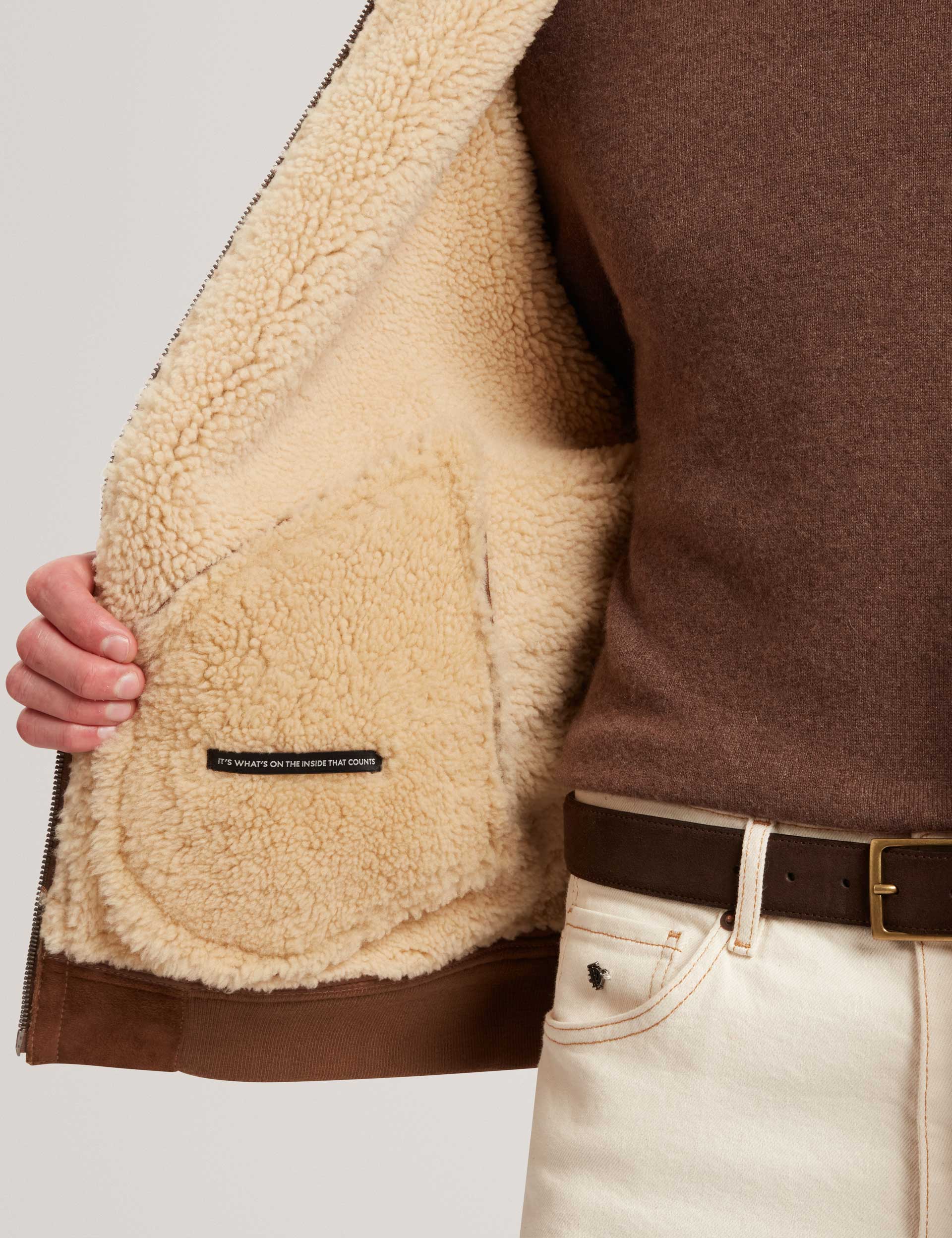 Ted Baker Wald Shearling Leather Aviator Jacket