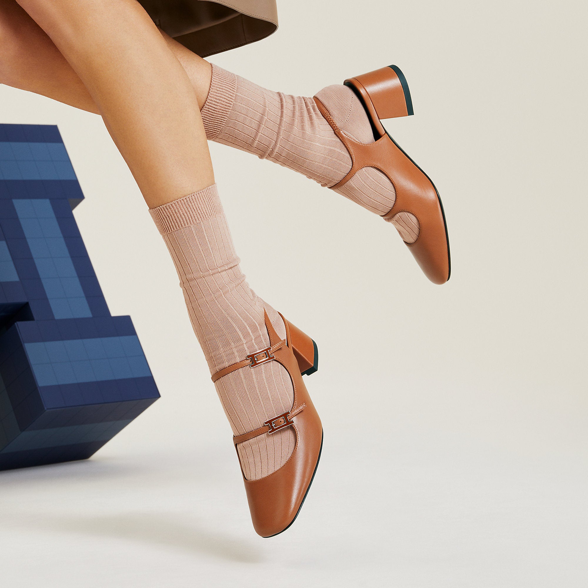Hermes Jackie 50 Pump Marron Alezan