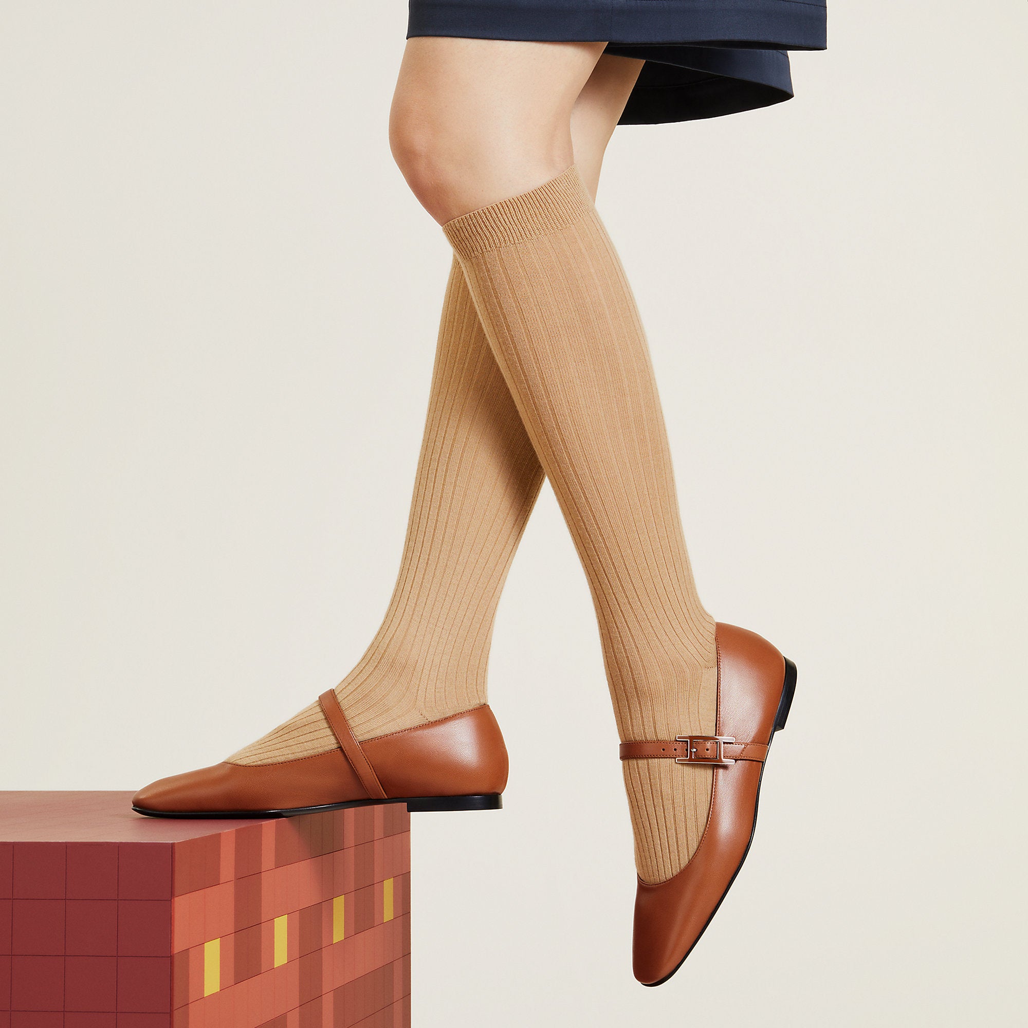 Hermes Jane Ballet Flat Marron Alezan