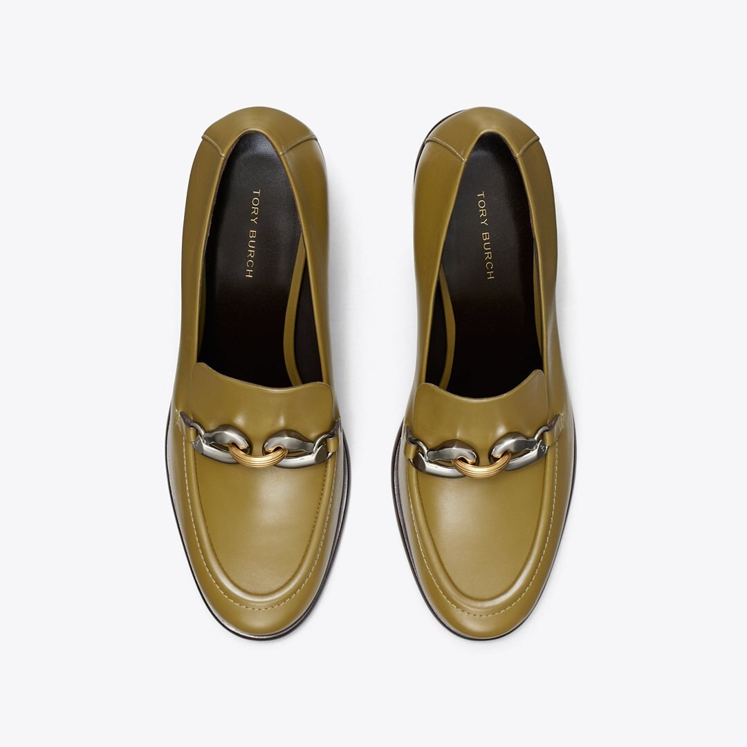 Tory Burch Jessa Heeled Loafer RAMURE GREEN