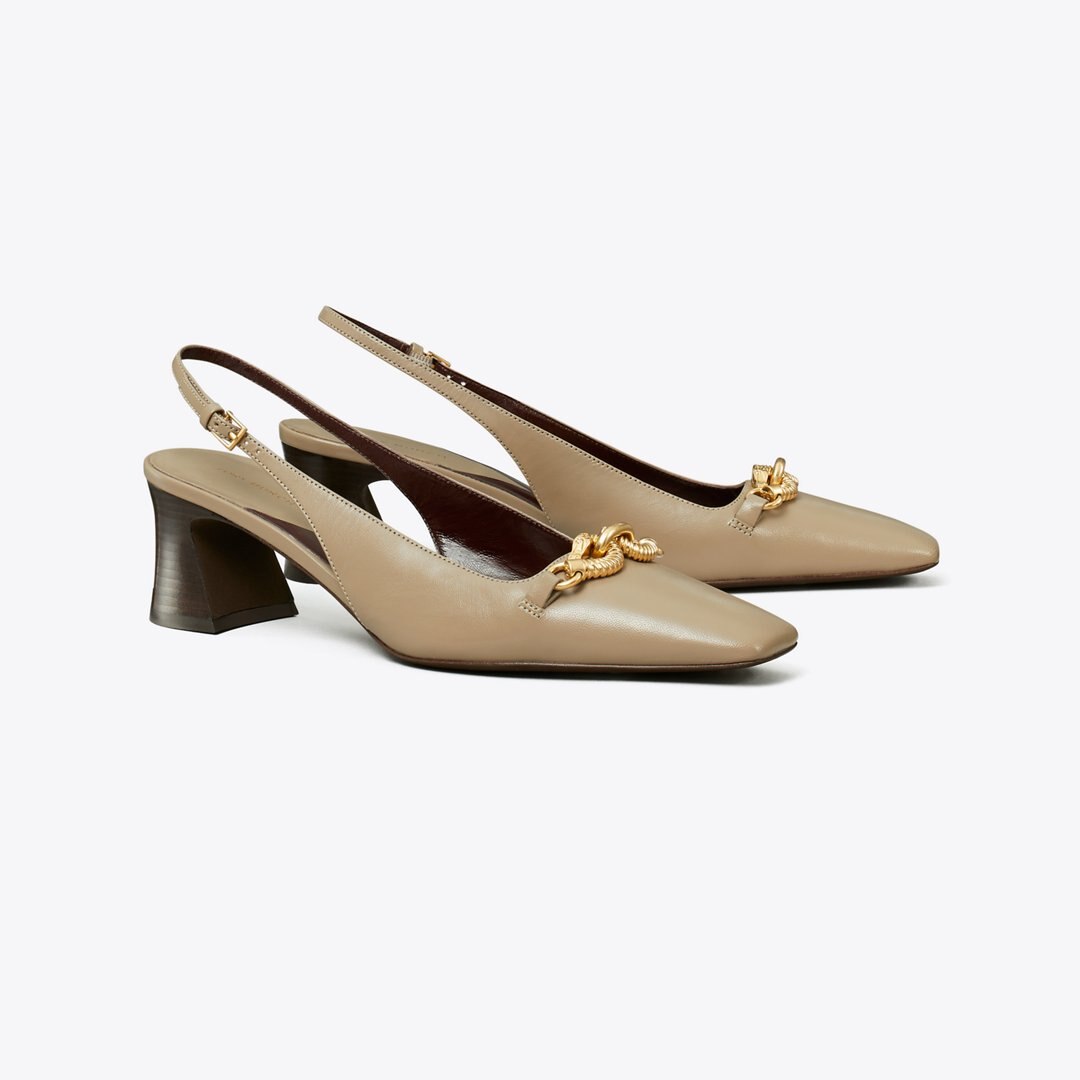 Tory Burch Jessa Heeled Slingback Ecru