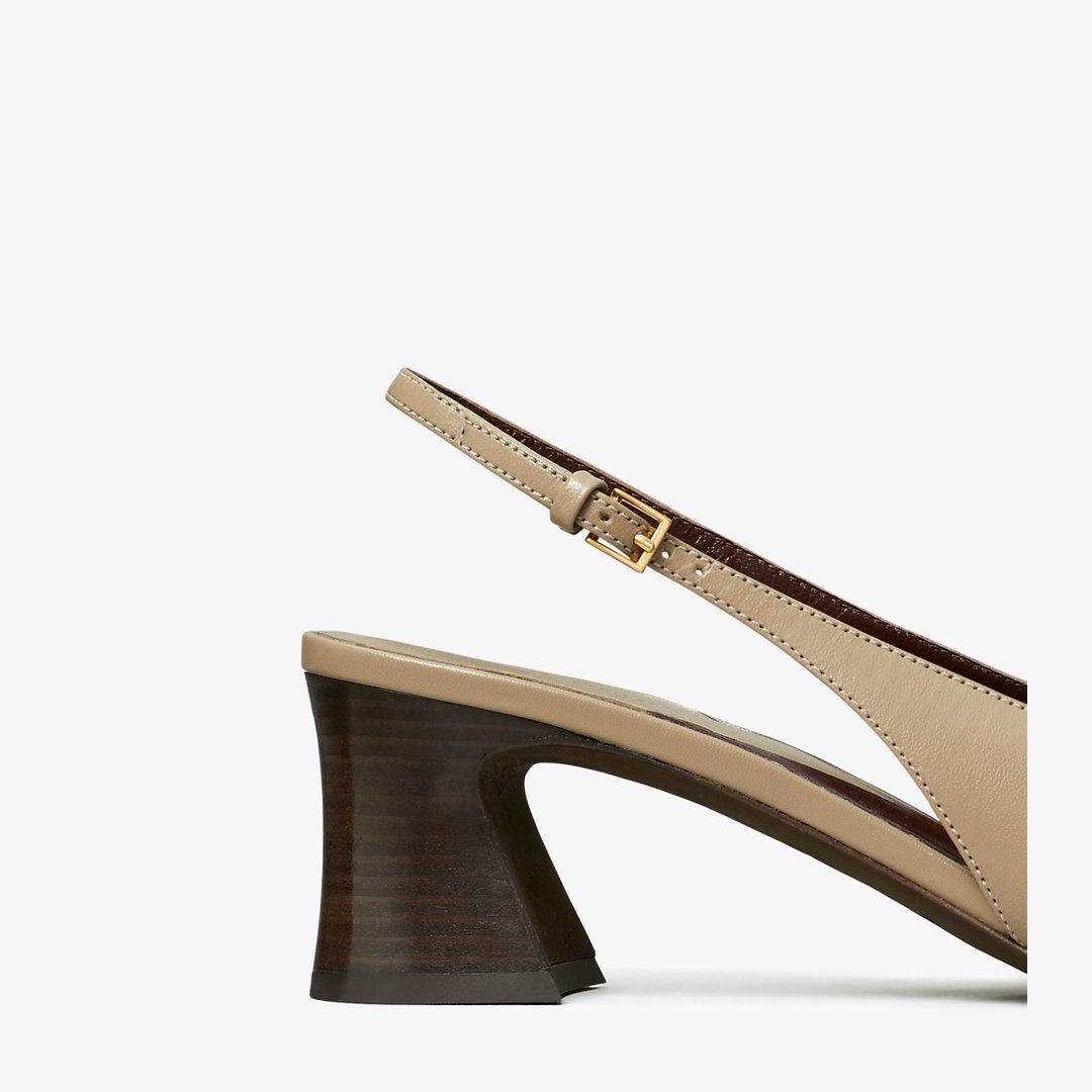 Tory Burch Jessa Heeled Slingback Ecru