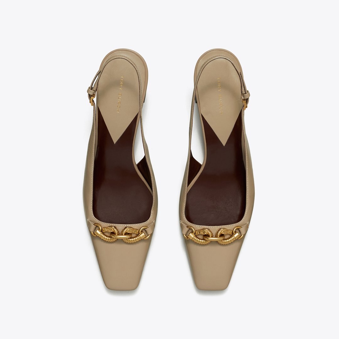 Tory Burch Jessa Heeled Slingback Ecru