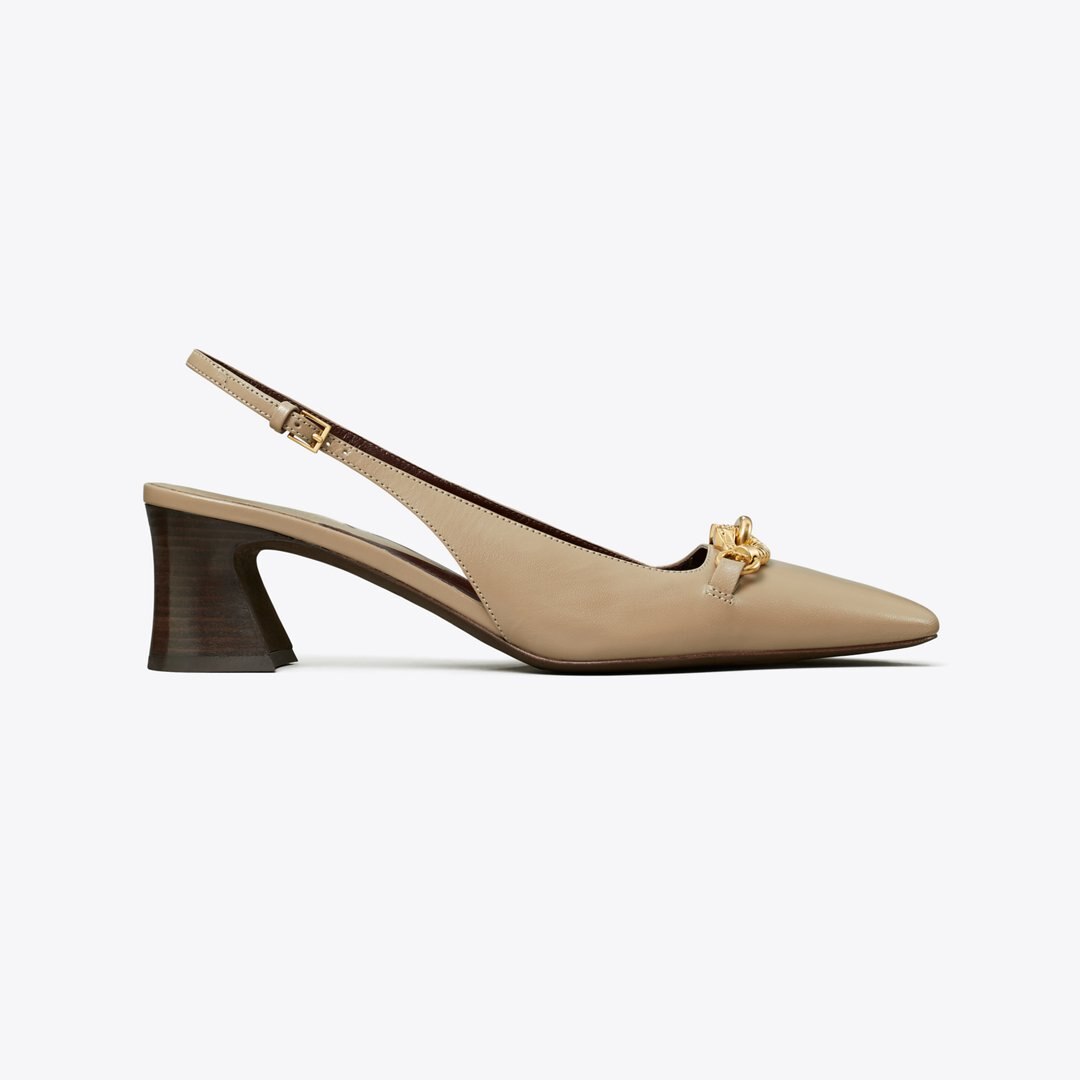 Tory Burch Jessa Heeled Slingback Ecru