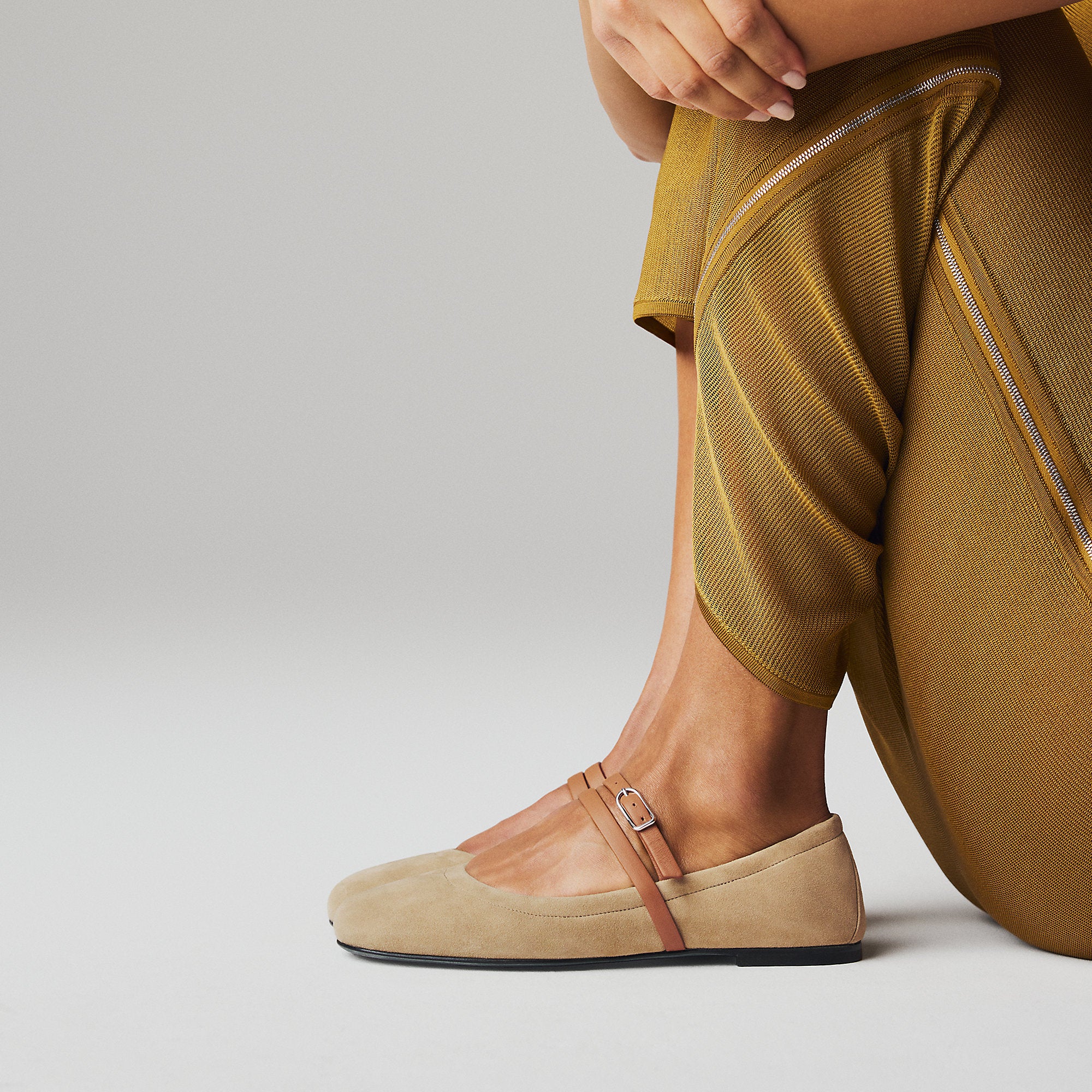 Hermes Jolly Ballet Flat Beige Lin