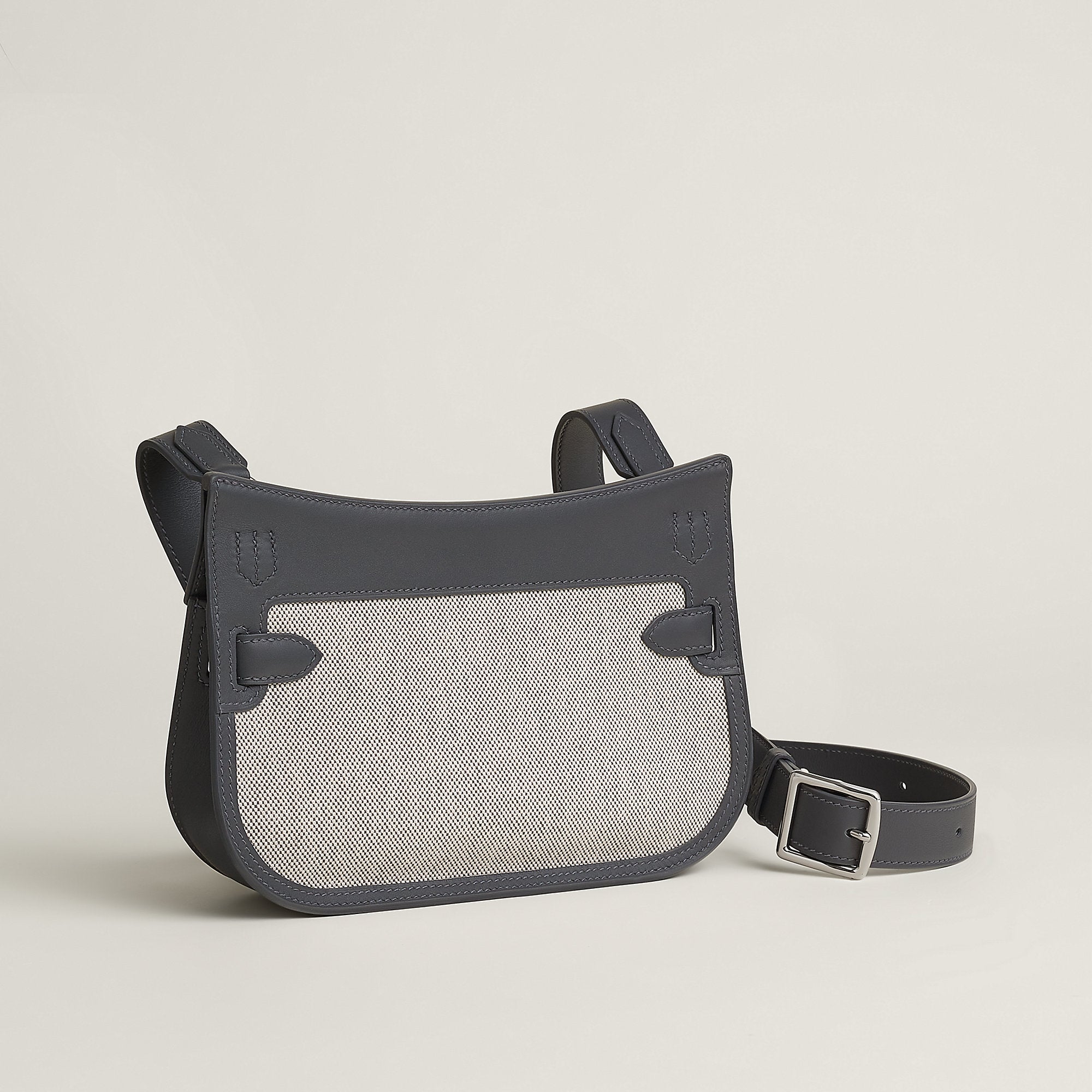 Hermes Jypsiere Mini Toile & Cuir Bag Cru