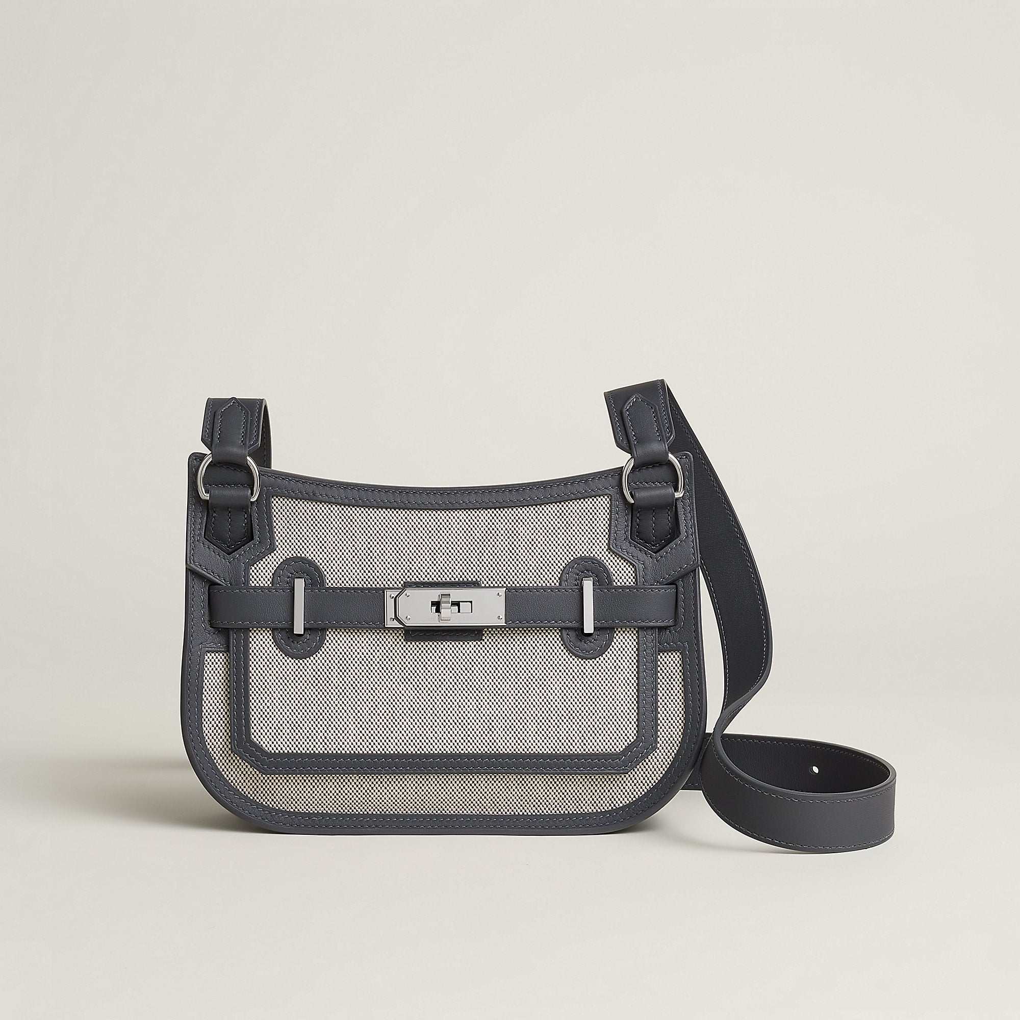 Hermes Jypsiere Mini Toile & Cuir Bag Cru
