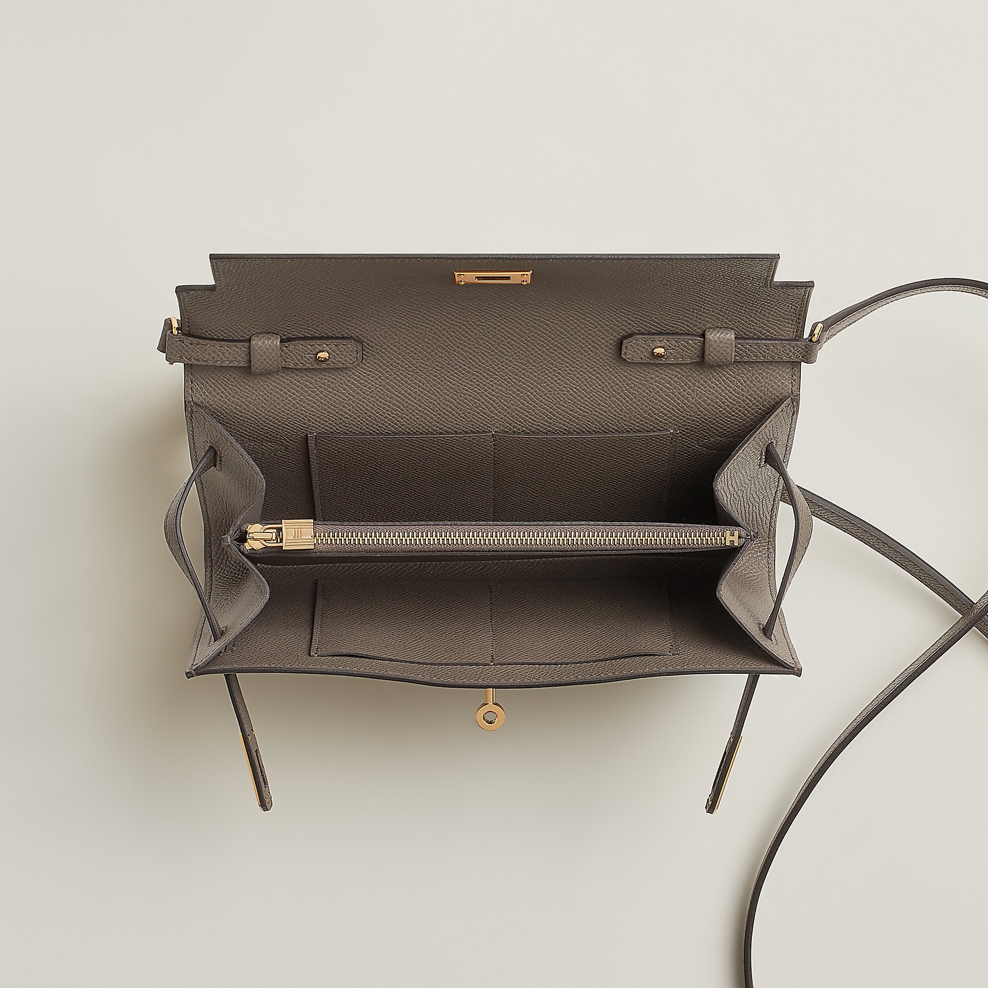 Hermes Kelly Classique To Go Wallet Gris Tain