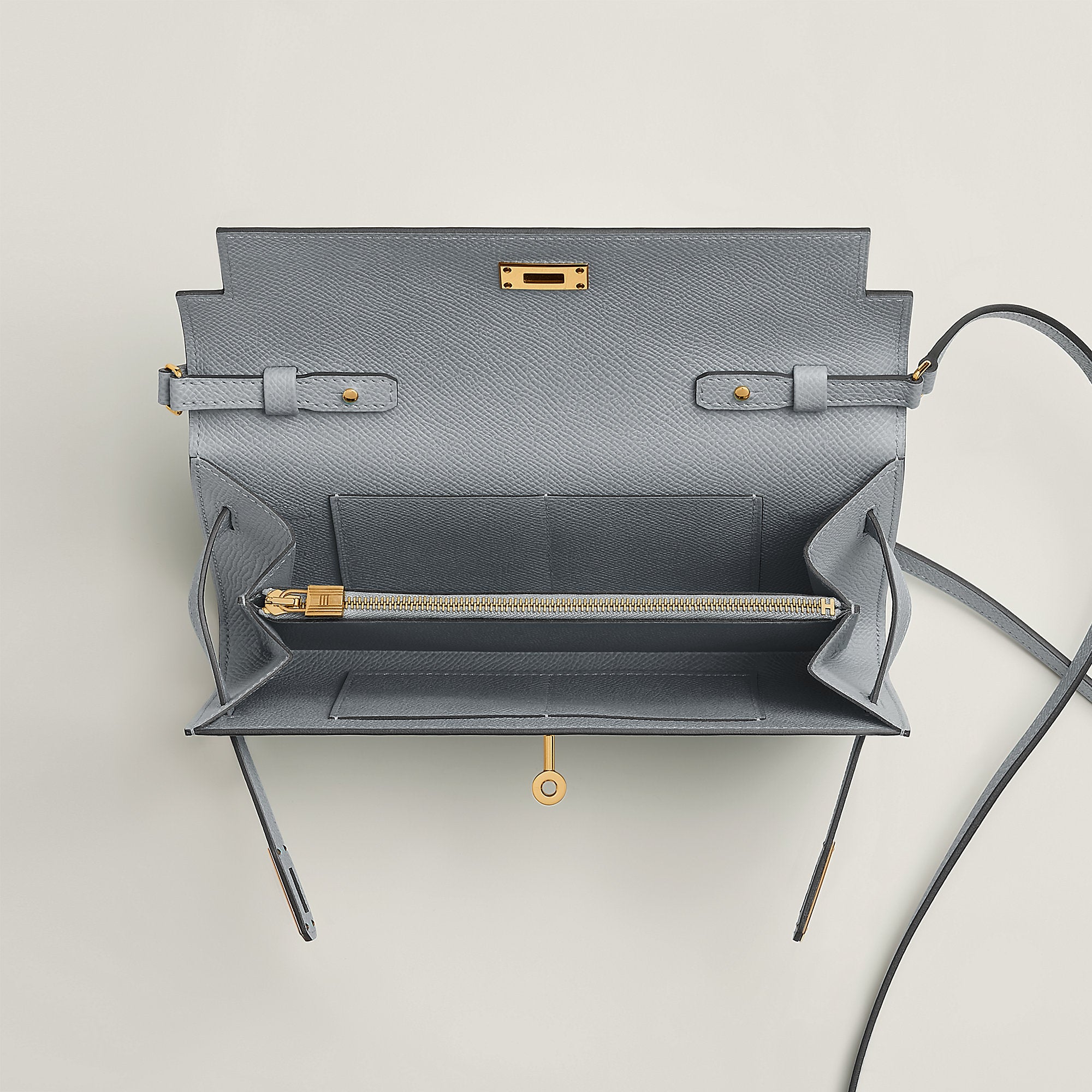 Hermes Kelly Classique To Go Wallet Gris Tain