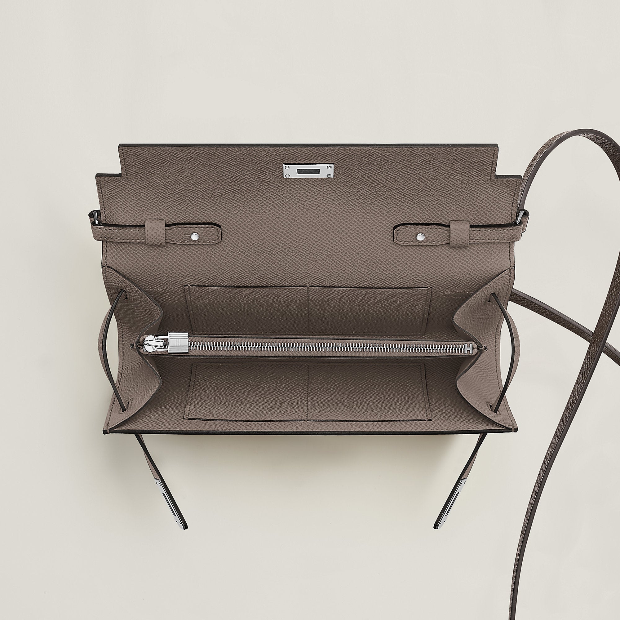 Hermes Kelly Classique To Go Wallet Gris Tain