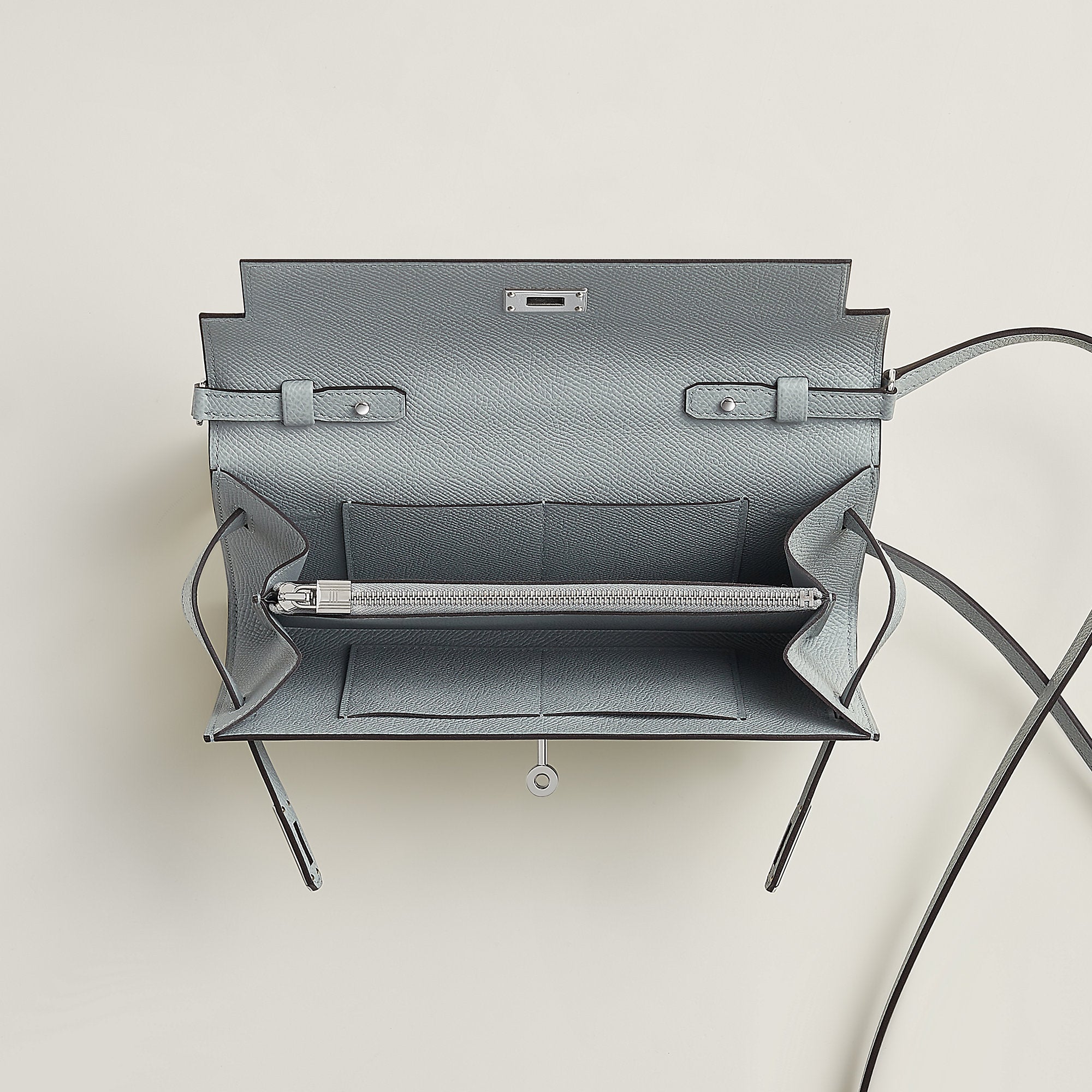 Hermes Kelly Classique To Go Wallet Bleu Glacier