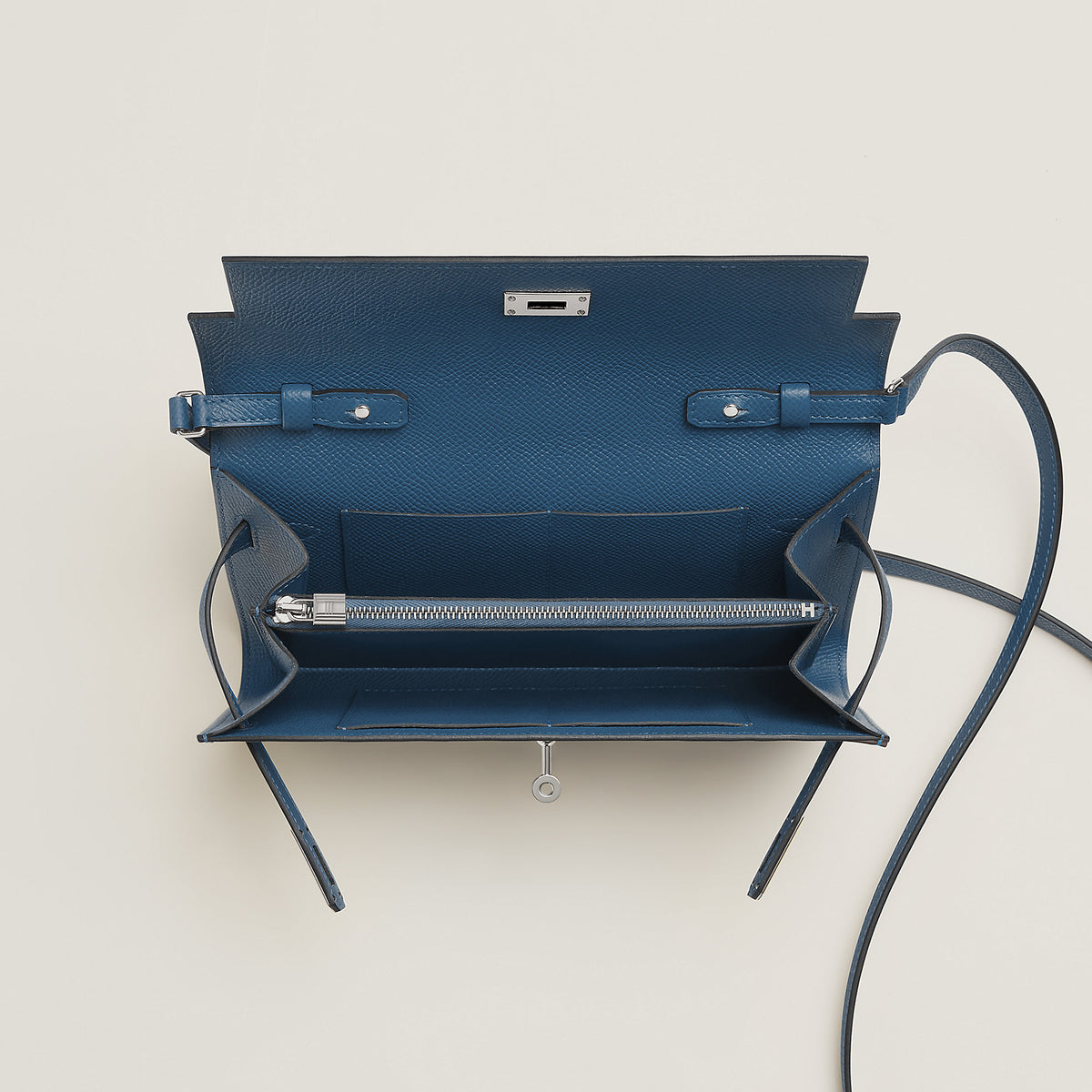 Hermes Kelly Classique To Go Wallet Bleu Tie