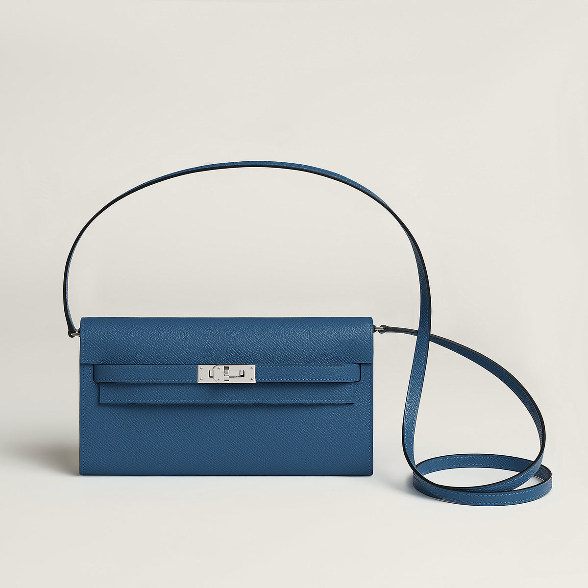 Hermes Kelly Classique To Go Wallet Bleu Tie