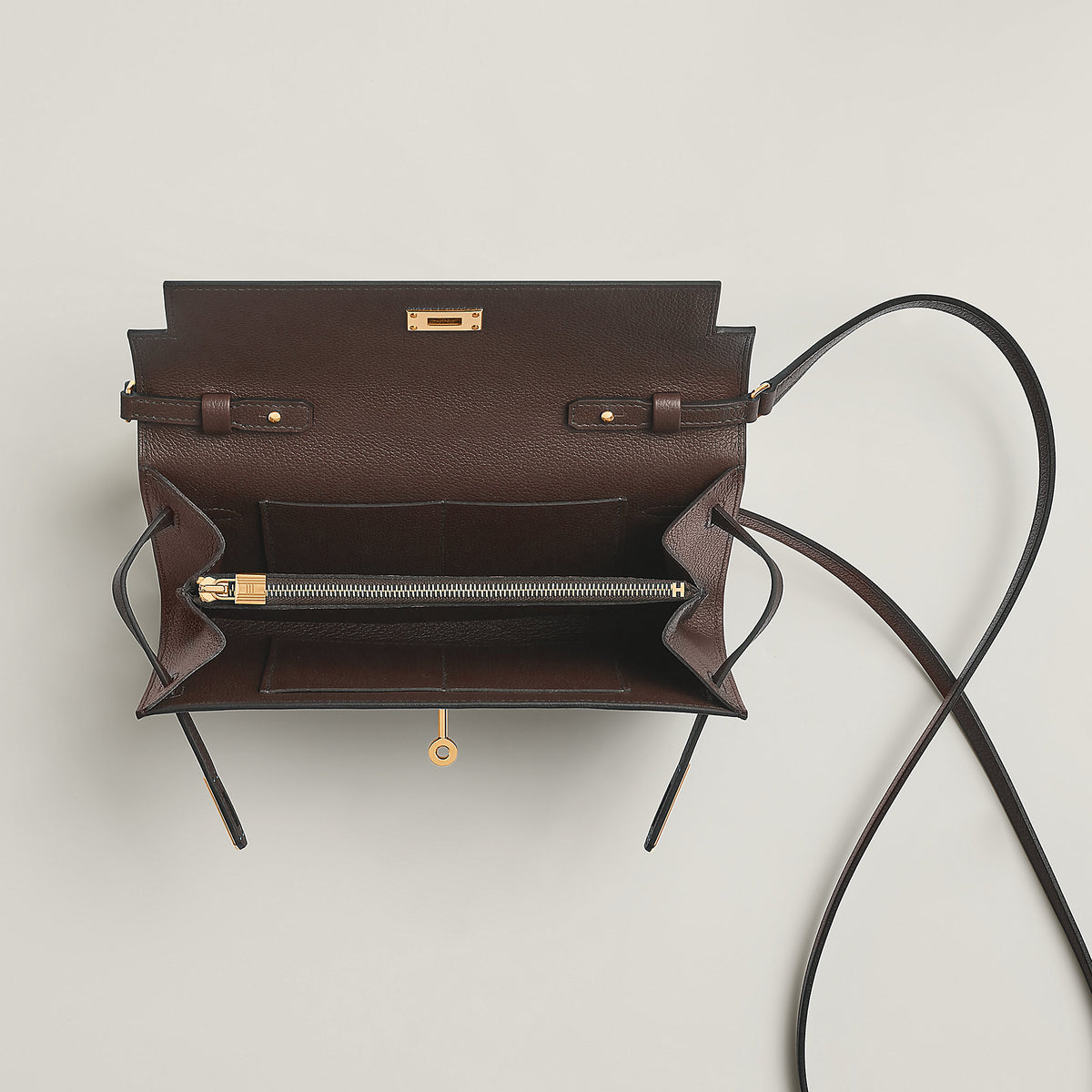 Hermes Kelly Classique To Go Wallet Moka