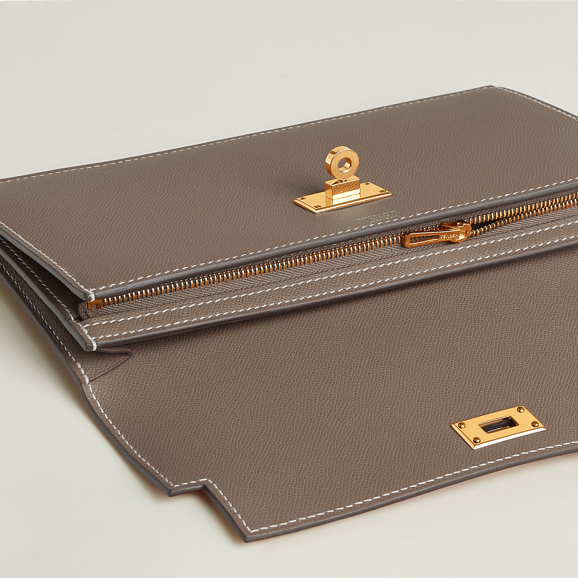 Hermes Kelly Pocket Long Wallet Toupe