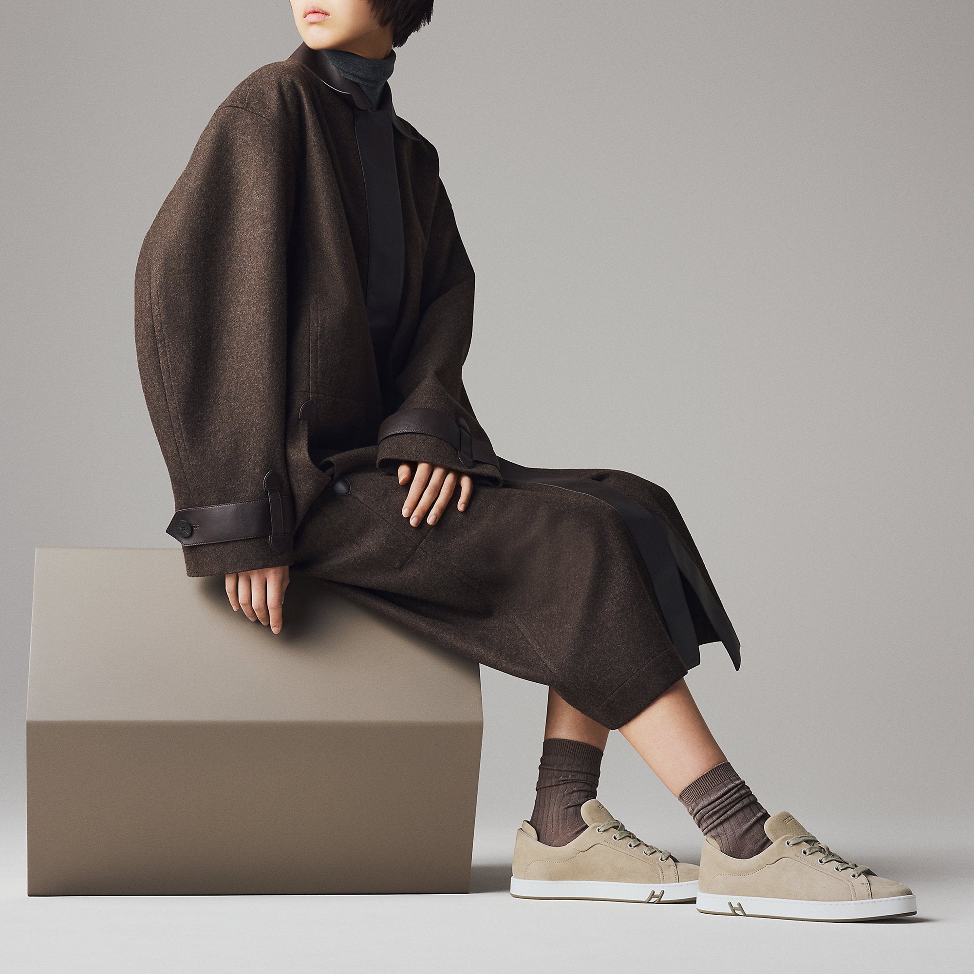 Hermes Kid Sneaker Beige Galet