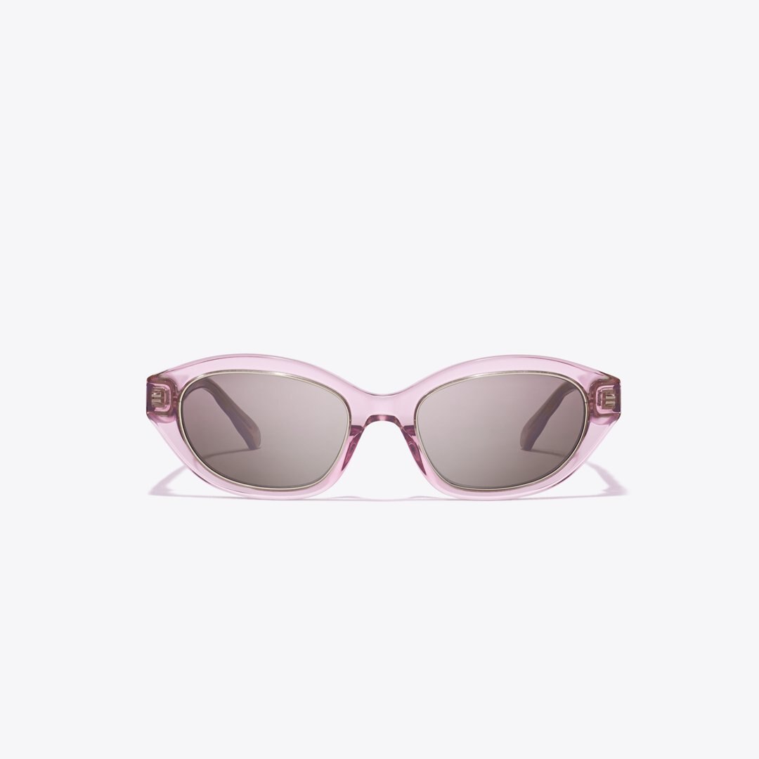 Tory Burch Kira Cat-Eye Sunglasses TRANSPARENT PINK/ DARK BROWN