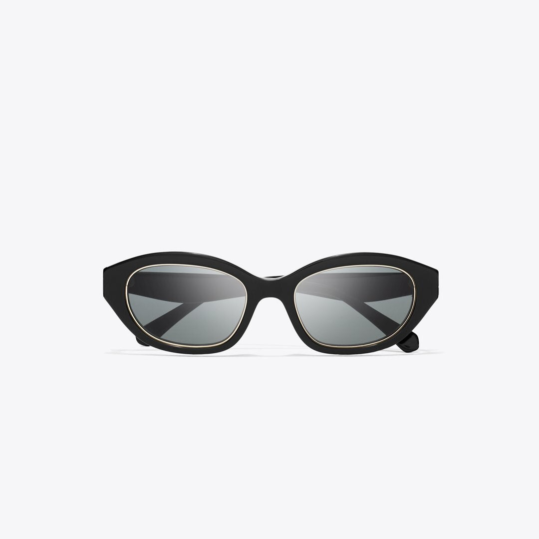 Tory Burch Kira Cat-Eye Sunglasses BLACK/DARK GRAY