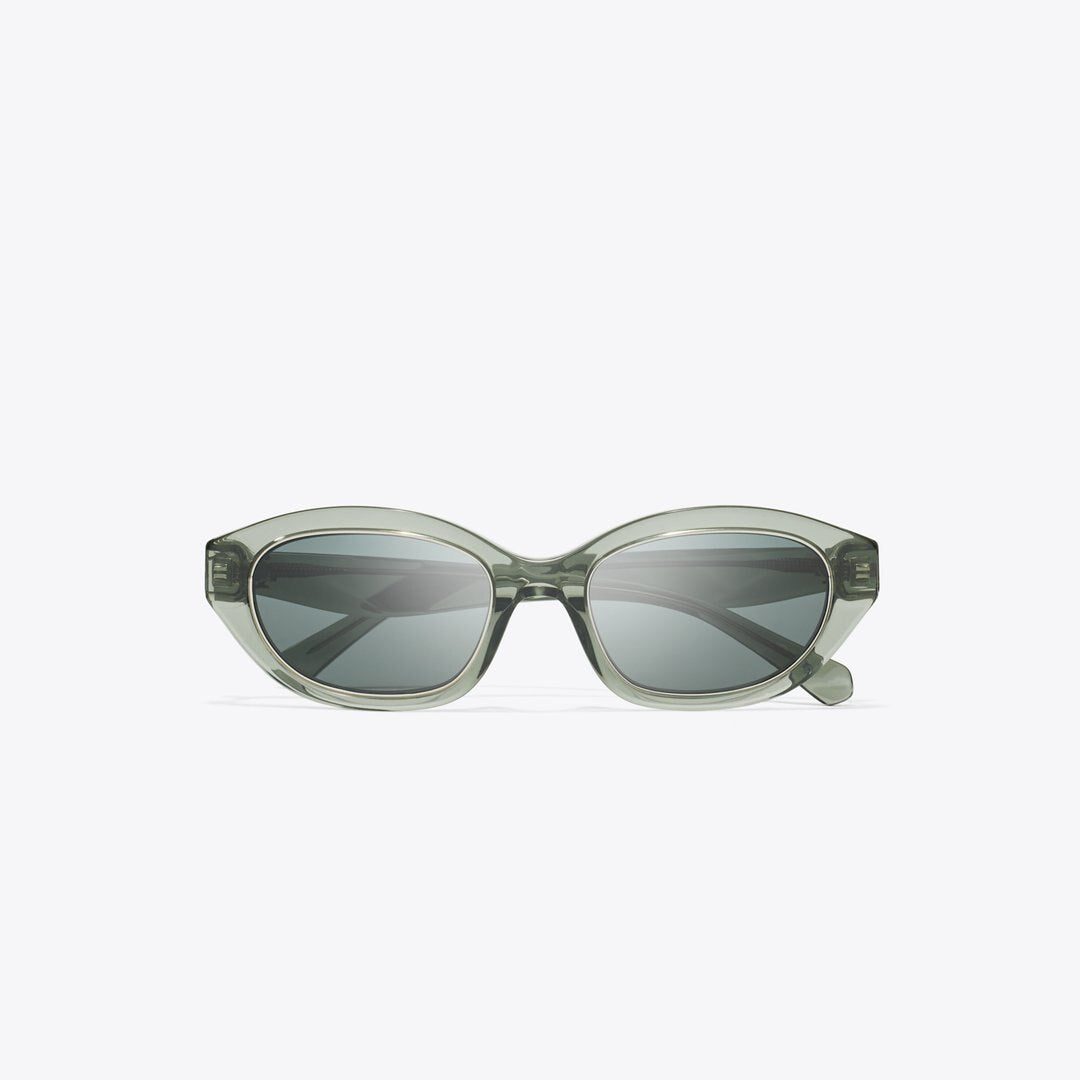 Tory Burch Kira Cat-Eye Sunglasses TRANSPARENT SAGE/DARK GRAY
