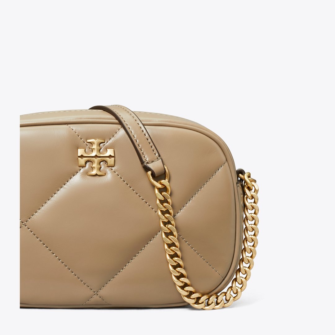 Tory Burch Kira Diamond Quilt Camera Bag Taupe Oak