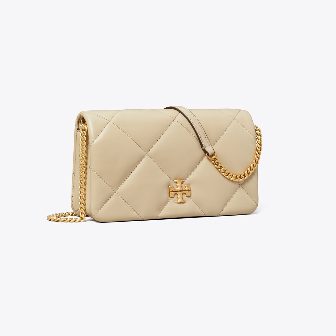 Tory Burch Kira Diamond Quilt Crossbody Light Stone