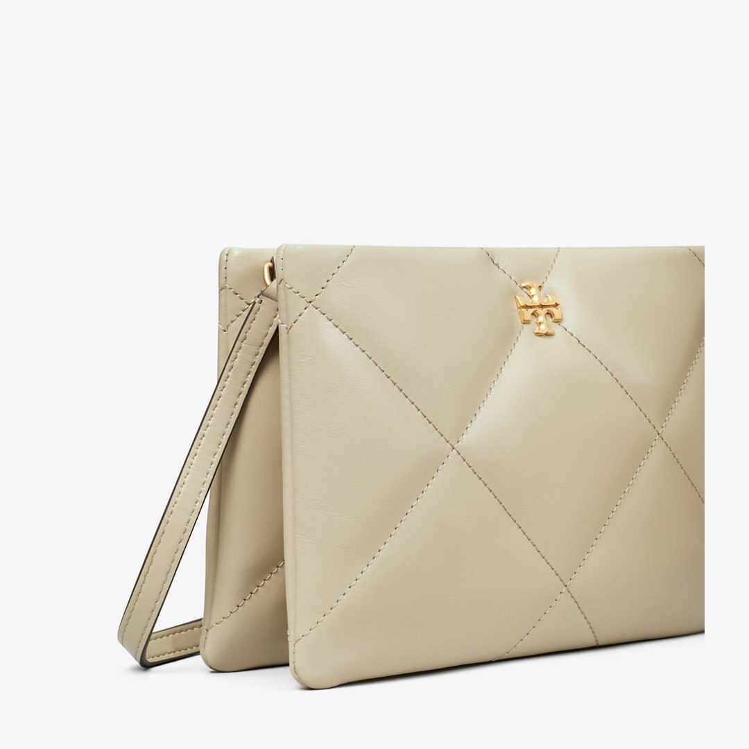 Tory Burch Kira Diamond Quilt Crossbody Bag Light Stone