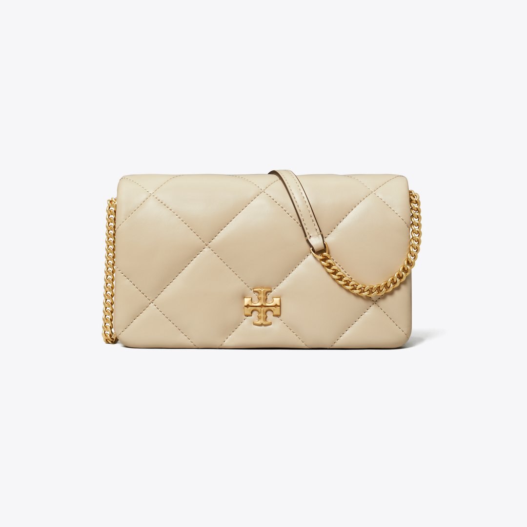 Tory Burch Kira Diamond Quilt Crossbody Light Stone