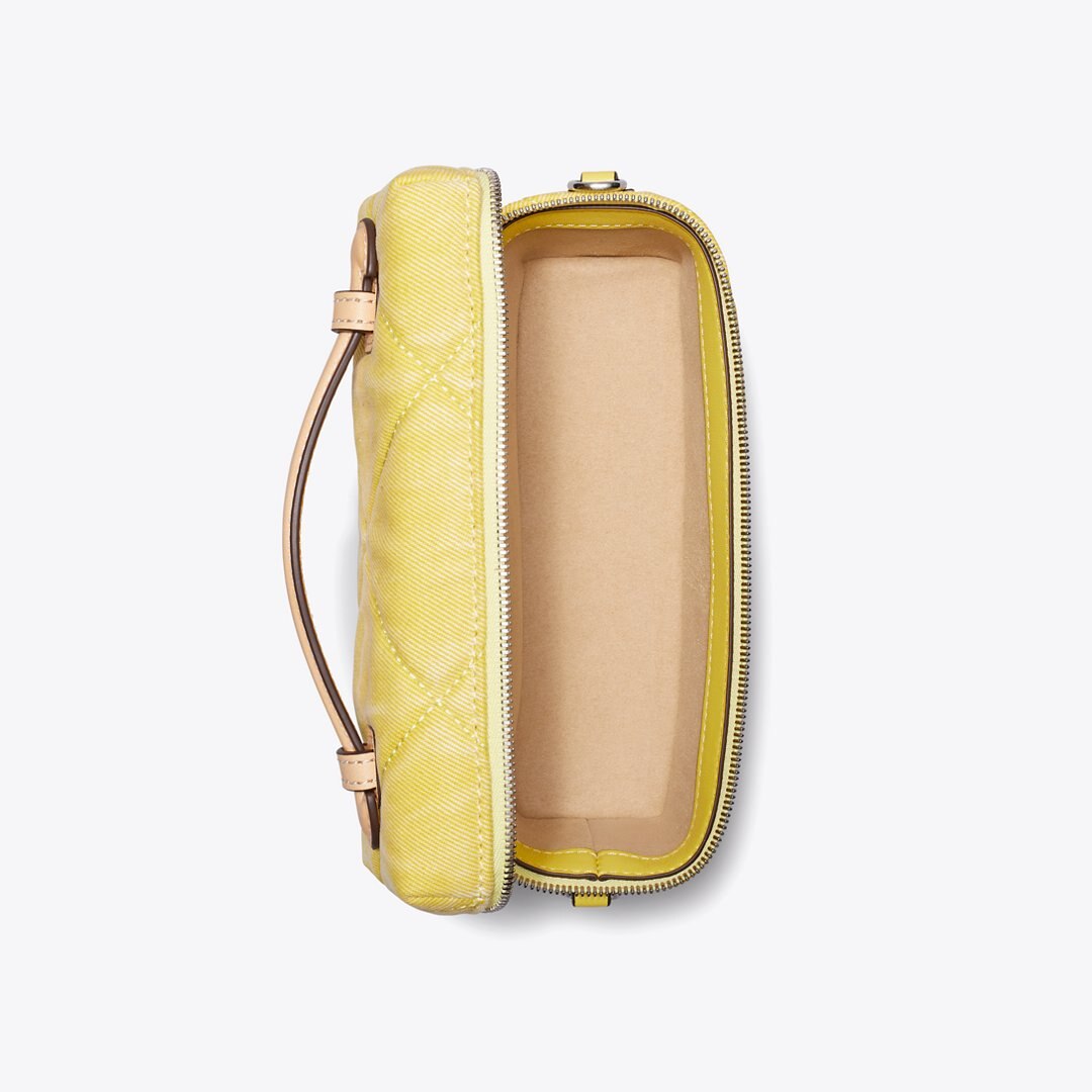 Tory Burch Kira Diamond Quilt Denim Vanity Case Yellow