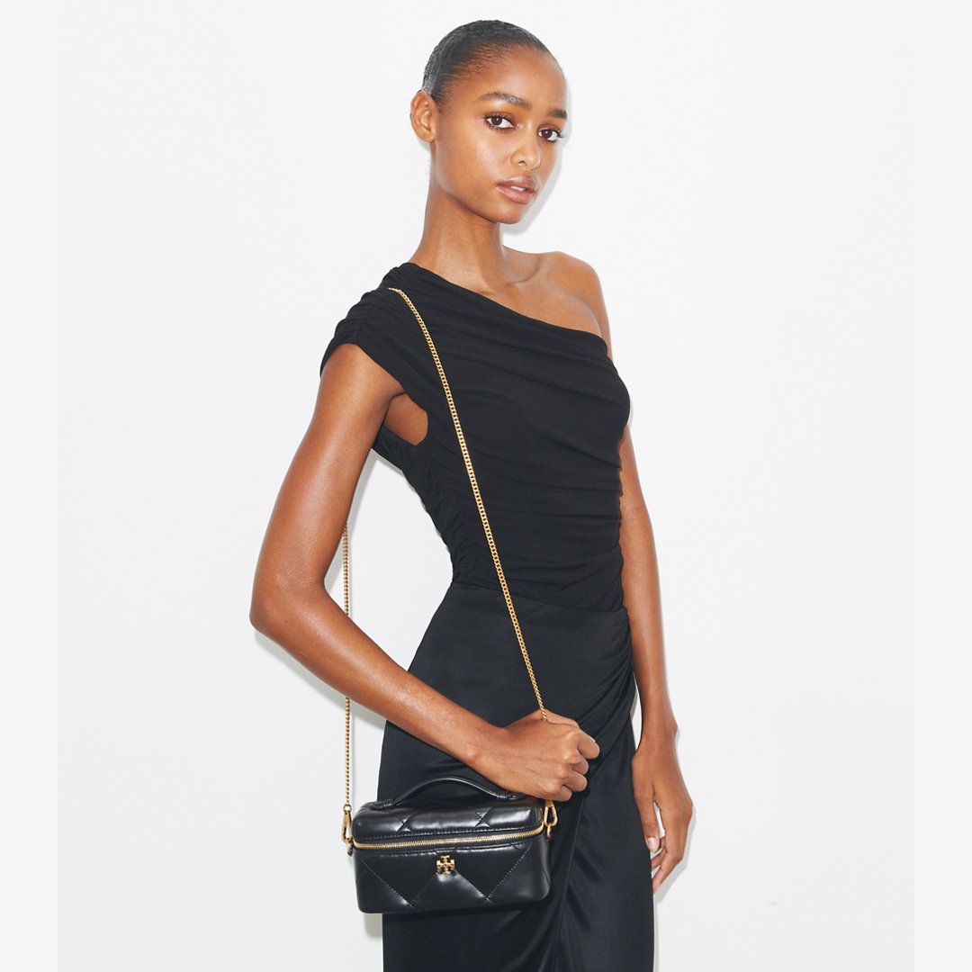 Tory Burch Kira Diamond Quilt East-West Vanity Case Black