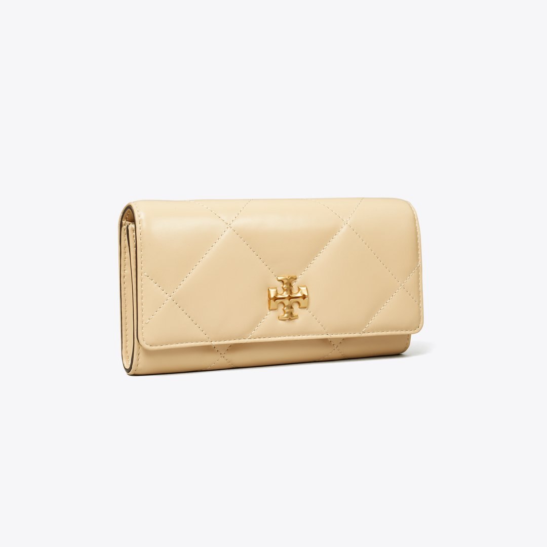 Tory Burch Kira Diamond Quilt Flap Wallet Vanilla Soft Serve