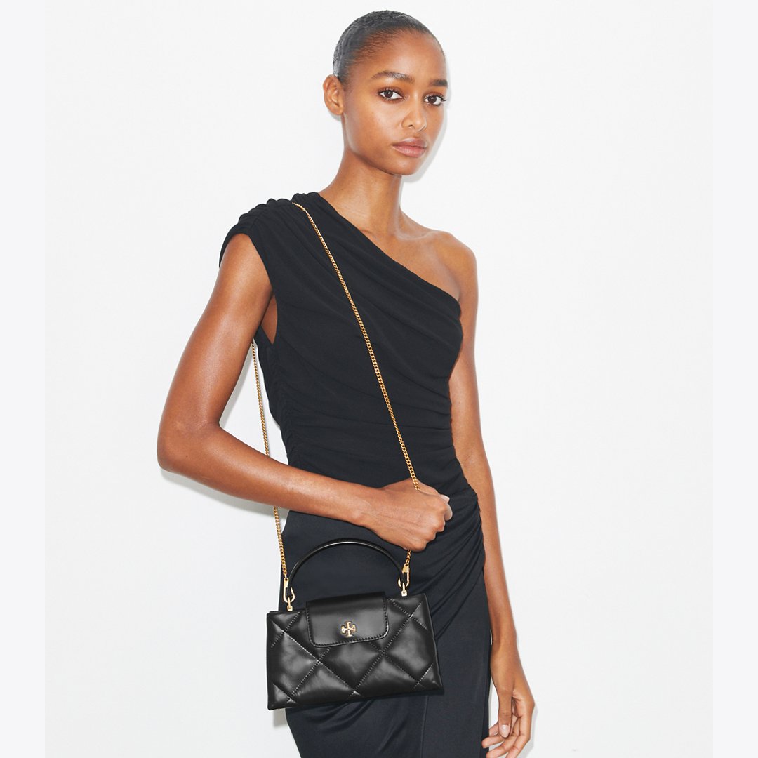 Tory Burch Kira Diamond Quilt Top-Handle Bag Black