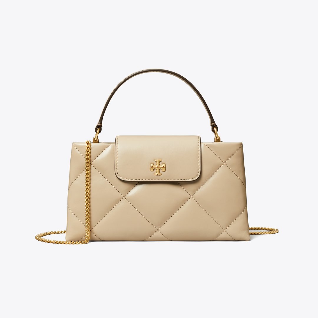 Tory Burch Kira Diamond Quilt Top-Handle Bag Light Stone