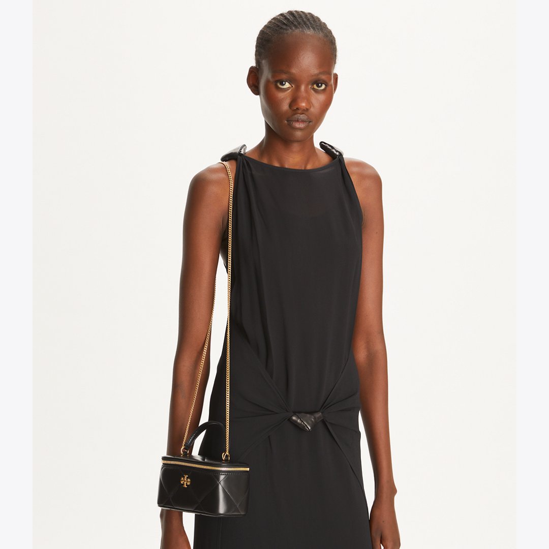 Tory Burch Kira Diamond Quilt Vanity Case Black