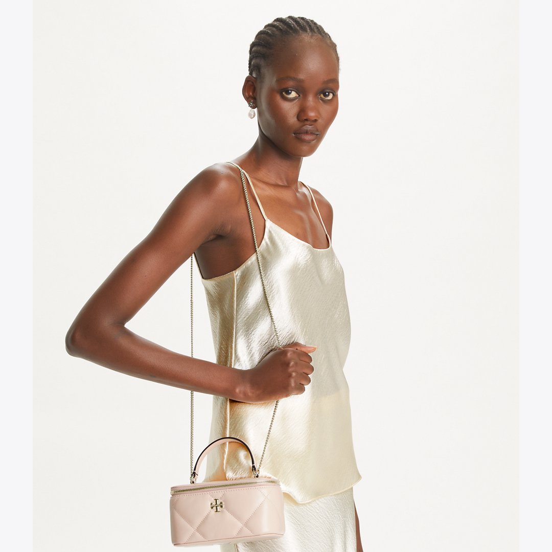 Tory Burch Kira Diamond Quilt Vanity Case Soft Pink